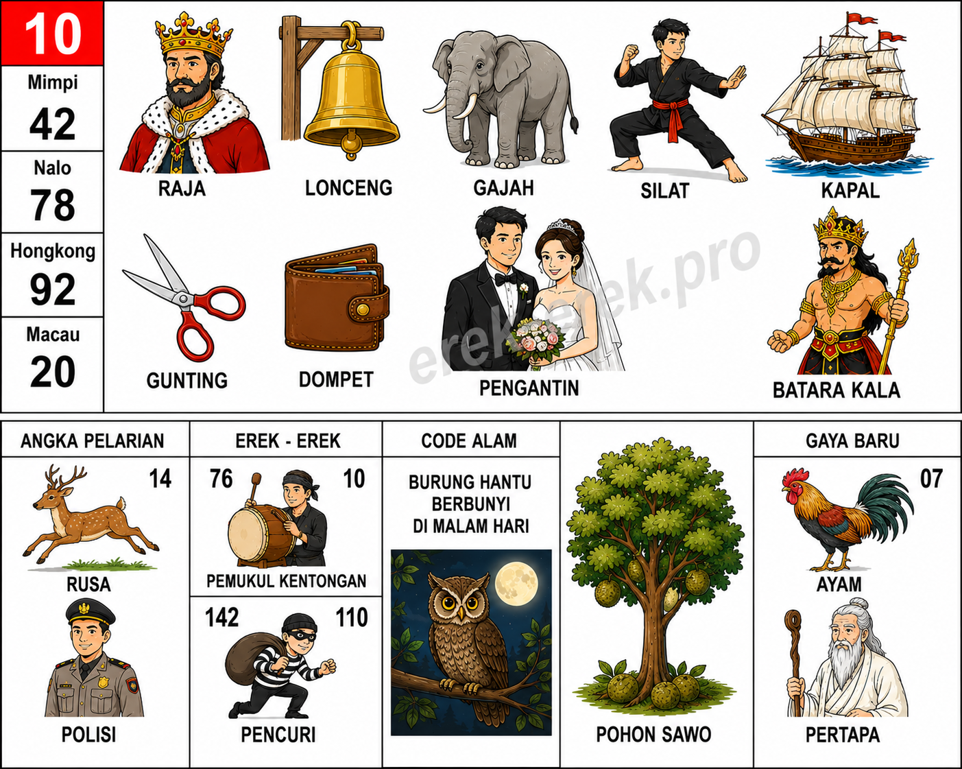 Erek Erek 10 Buku Mimpi 2D Bergambar